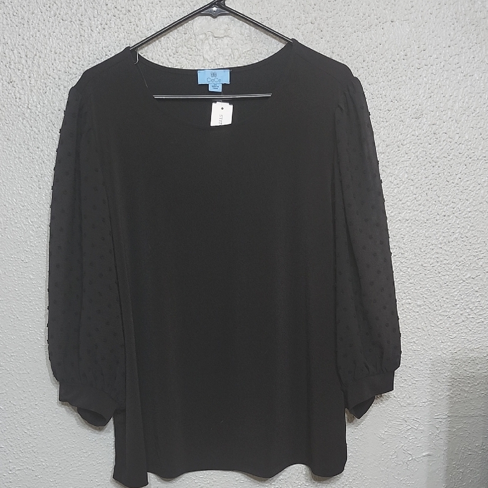 Elegant Black Women's Top NWtlT Sz 2X Pit To.pit Approximately 23"+